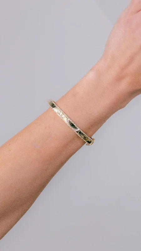 gold cuff bracelets for women -14k Yellow Gold ID Bangle