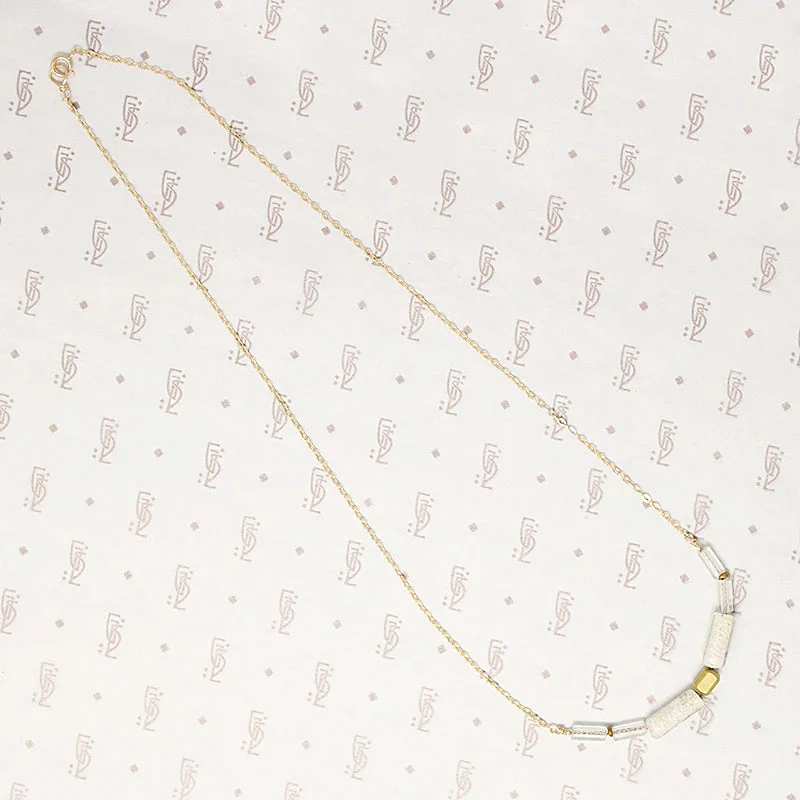 elegant gold necklaces for women -Cloudy Day Glass & Brass Bead Necklace by Brin