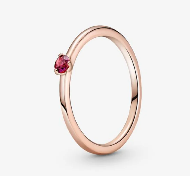 luxury gold rings for women -Pandora Rose Red Solitaire CZ Ring