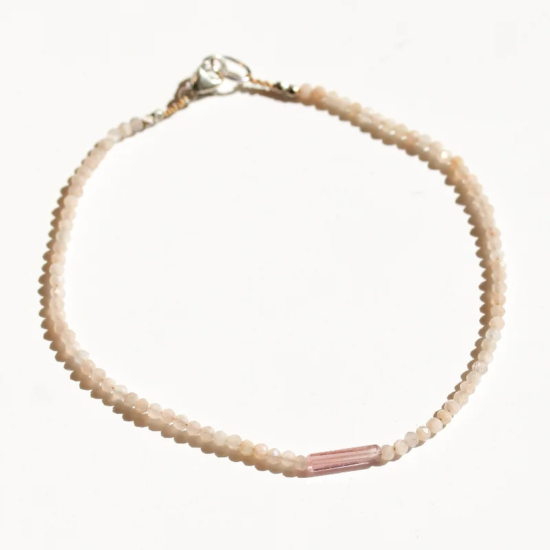 colorful bangles for women -Peach Moonstone + Tourmaline Bracelet No.26