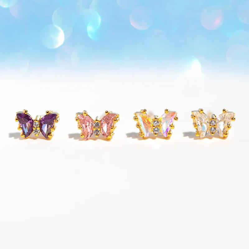 affordable diamond earrings for women -Radiant Flutter Love Stud Set