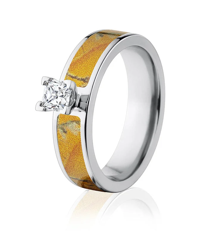 affordable engagement rings -Realtree Orange Camo Engagement Ring 6mm