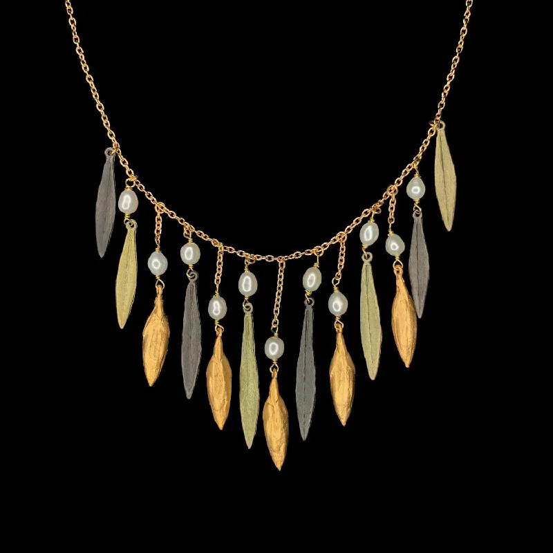 classic necklaces for women -Leaf and Bud Necklace - Statement