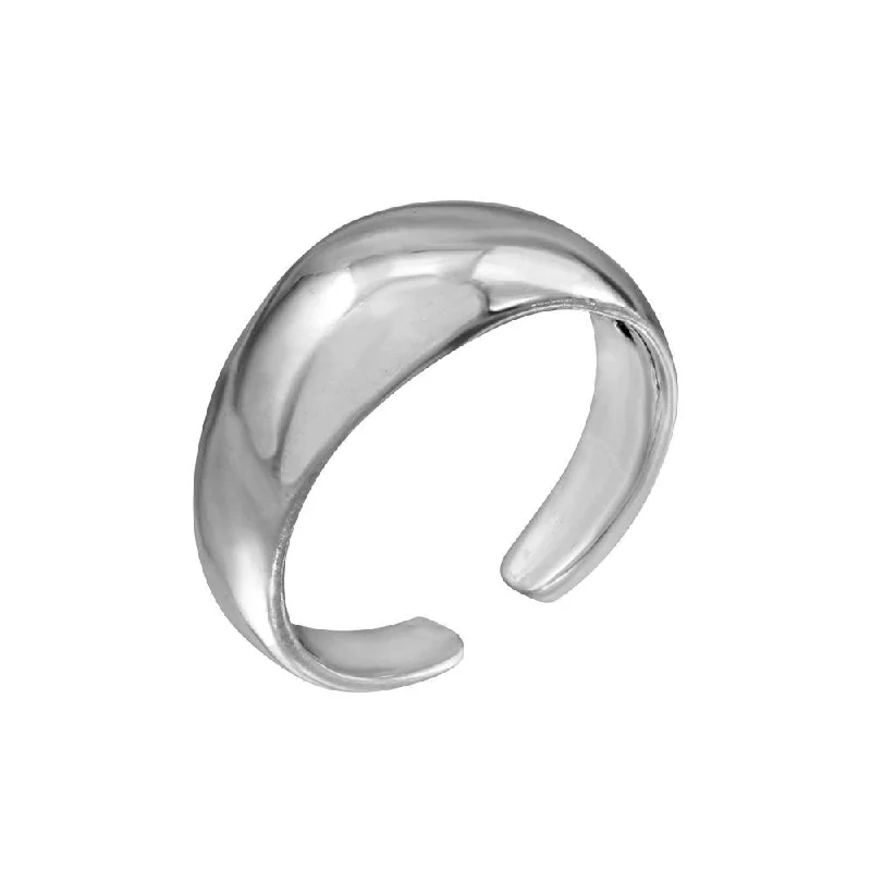 stacking rings for women -Silver 925 High Polished Plain Rounded Adjustable Toe Ring - TR162-A