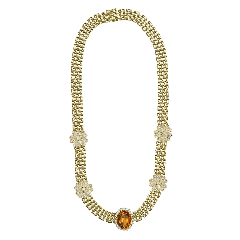 personalized engraved necklaces for women -Necklace - Citrine And Diamond