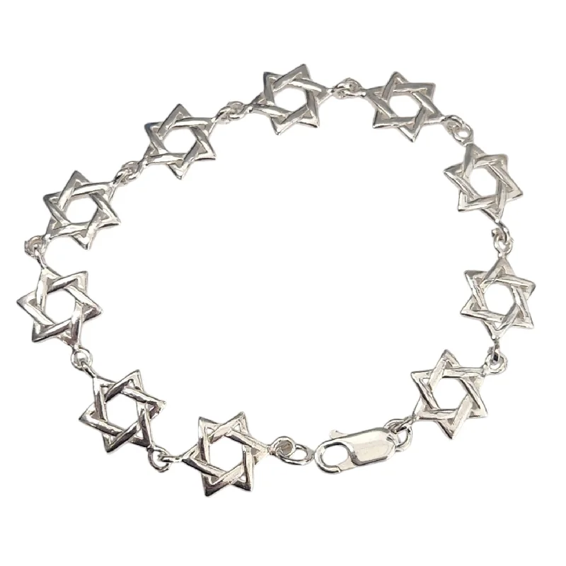 classic bangles for women -Sterling Silver Jewish Star of David Bracelet