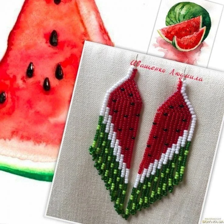 women’s silver drop earrings -WATERMELON FRINGE TASSEL EARRINGS