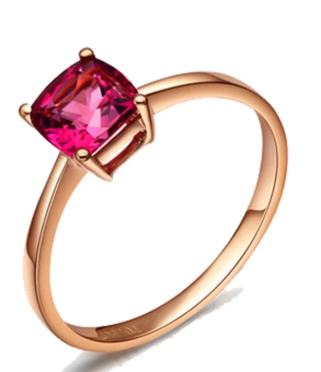 radiant cut engagement rings -1 Carat Ruby Solitaire Gemstone Engagement Ring in Rose Gold