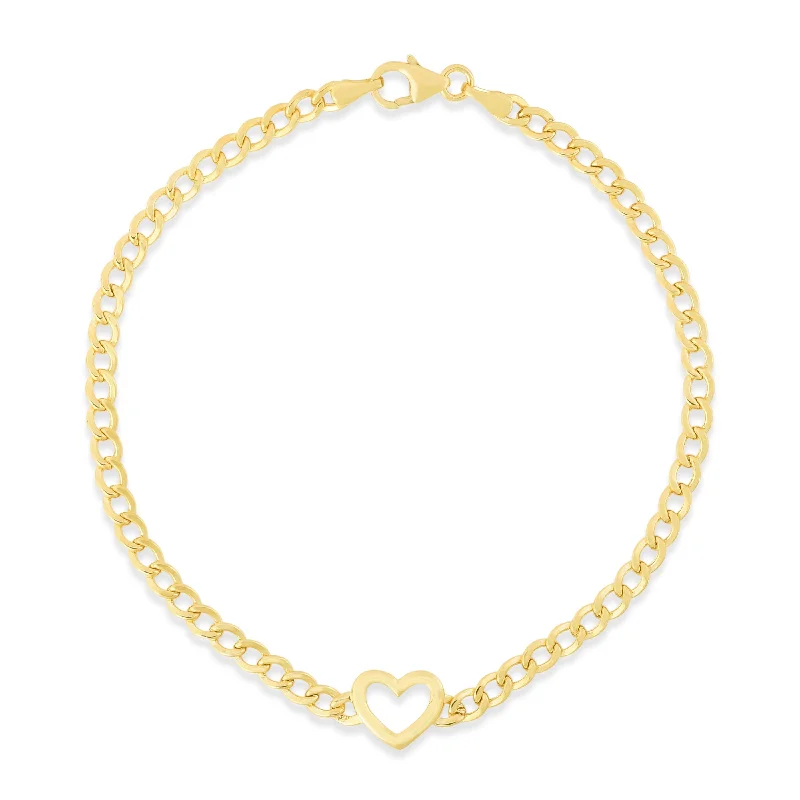 bracelet sets for women -14K Heart Curb Bracelet