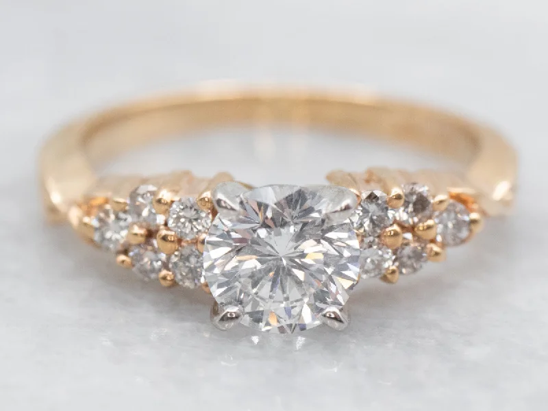 stylish engagement rings for women -Platinum and Gold Brilliant Diamond Engagement Ring