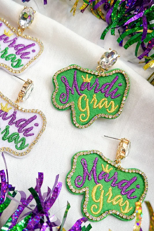 women’s diamond stud earrings -MARDI GRAS BLING | GREEN