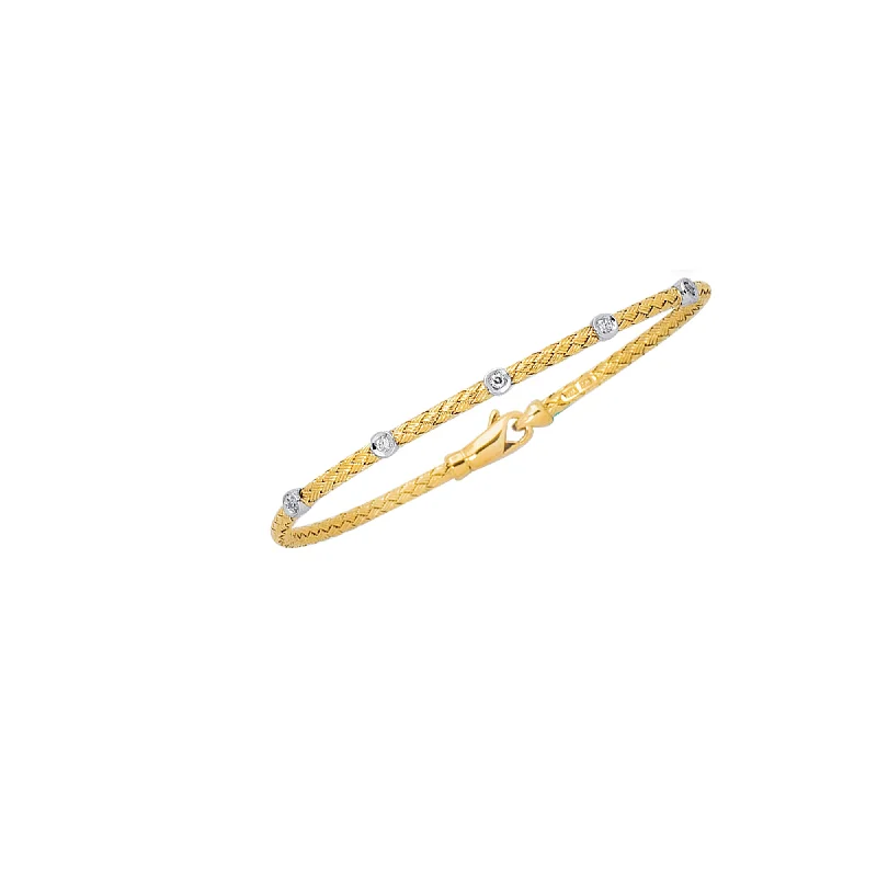 custom bangle designs for women -14K Gold .15ct Diamond Station Woven Bangle