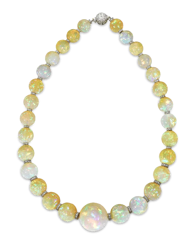 elegant gold necklaces for women -Graduated Opal Necklace, 554.00 Carats