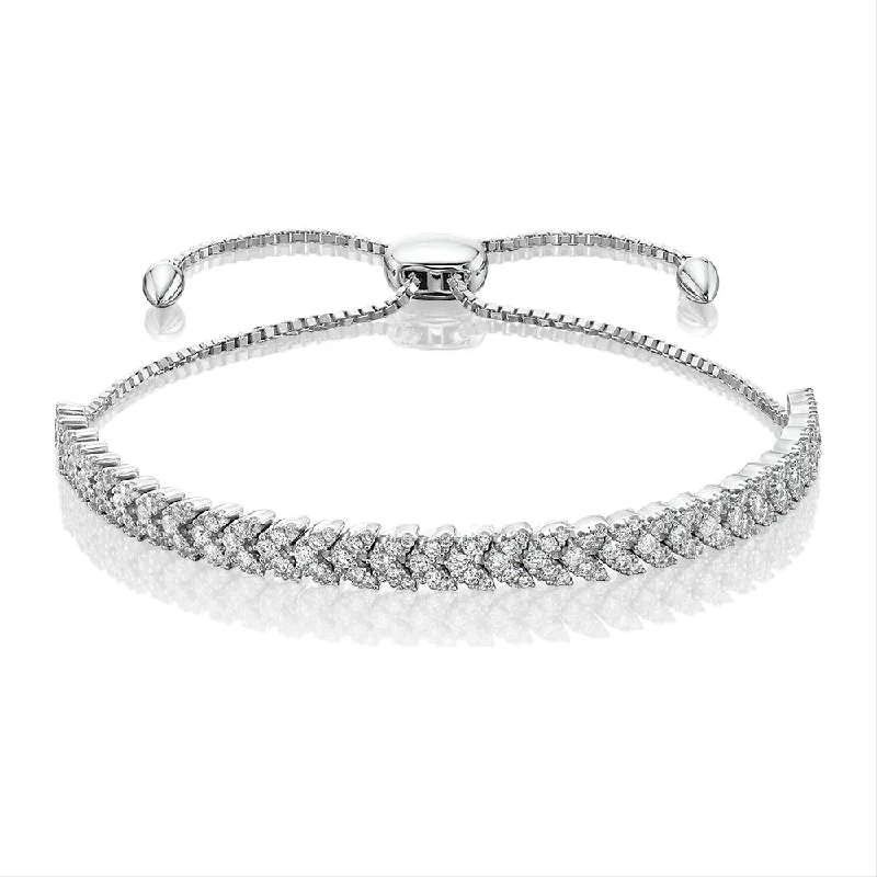 gemstone bracelets for women -Slider bracelet with 1.44 carats* of diamond simulants in sterling silver