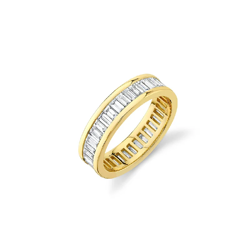 minimalistic silver rings for women -Gold & Diamond Channel Set Baguette Eternity Ring