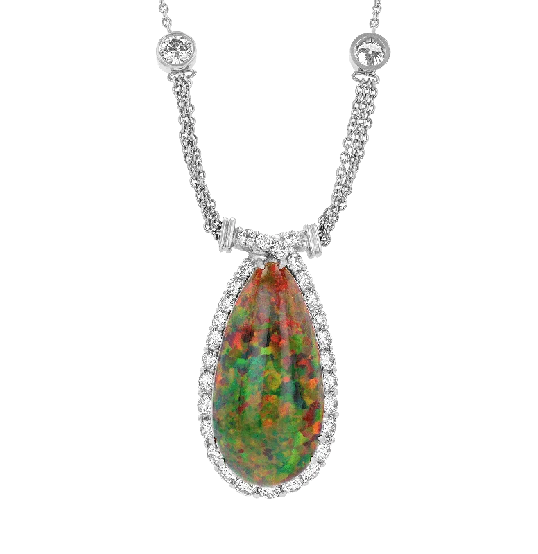 wedding day necklaces for women -Ethiopian Cabochon Opal Necklace, 20.87 Carats