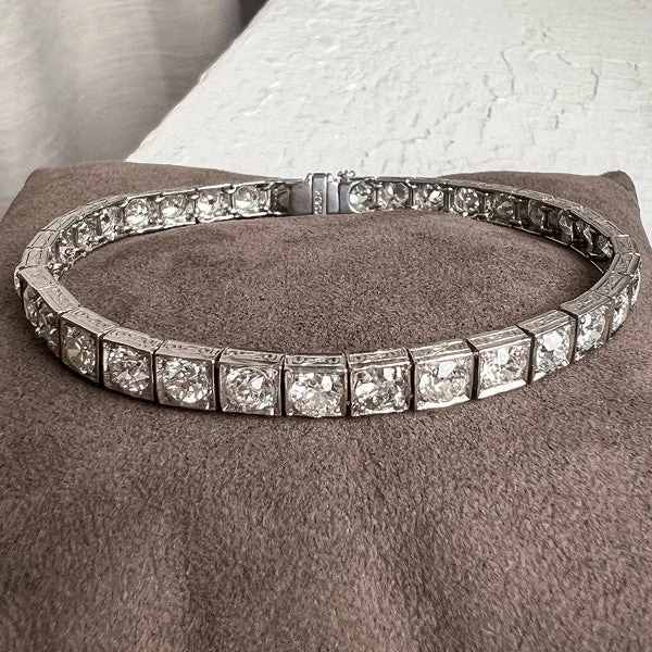 stacking bangle sets for women -Art Deco Diamond Straightline Tennis Bracelet