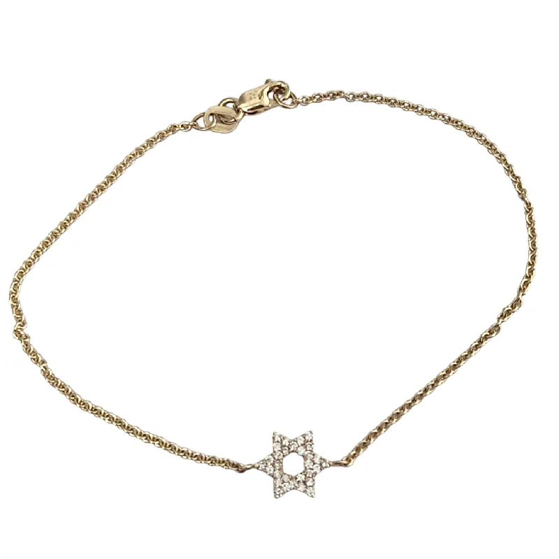 bangle and bracelet sets -14k Yellow Gold Small Diamond Star of David Bracelet Dainty