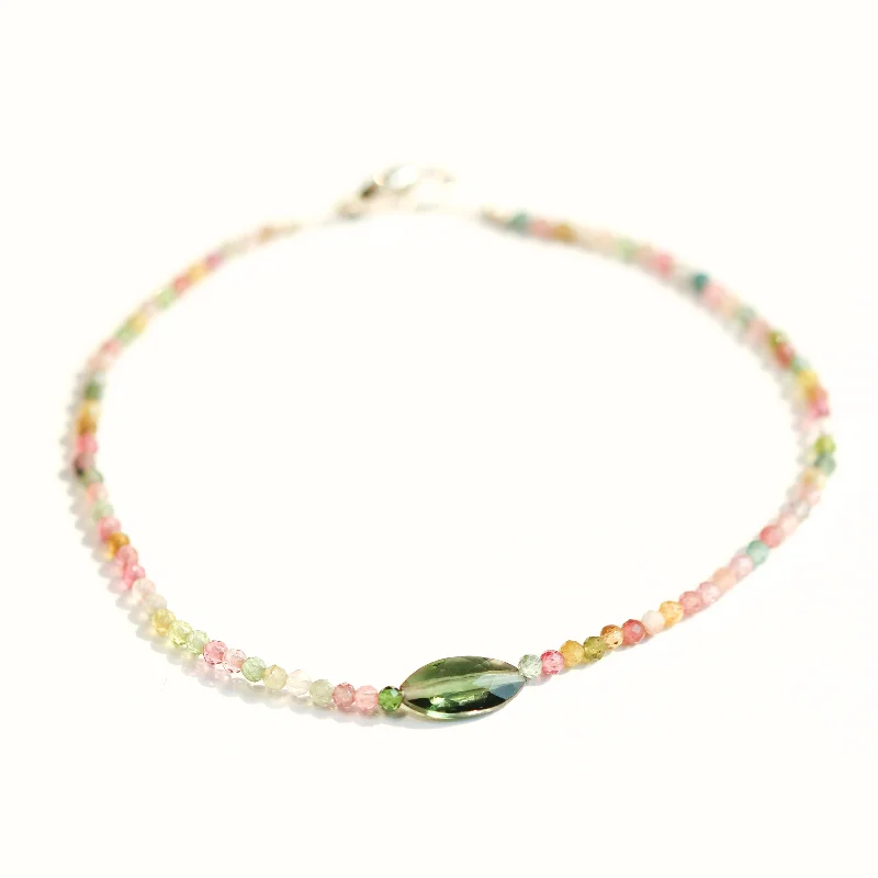 gold charm bracelets for women -Multi Colored Tourmaline Bracelet No. 128