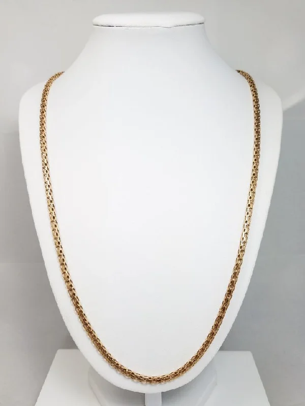 romantic necklaces for women -Superb 14k Yellow Gold Solid Fancy Link 24" Necklace