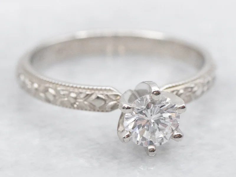 unique engagement rings for women -Forget-Me-Not Platinum and Diamond Solitaire Engagement Ring