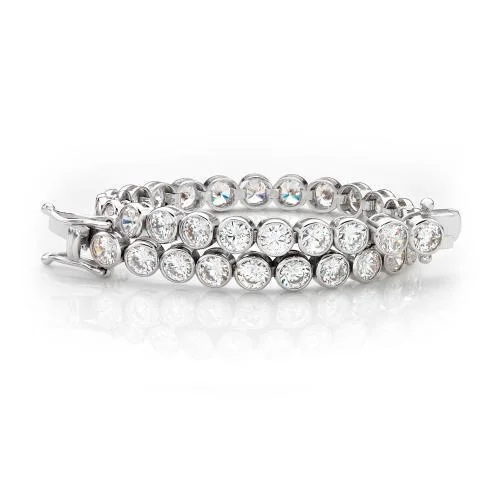 stacking bangle sets for women -Round Brilliant tennis bracelet with 10.25 carats* of diamond simulants in 10 carat white gold