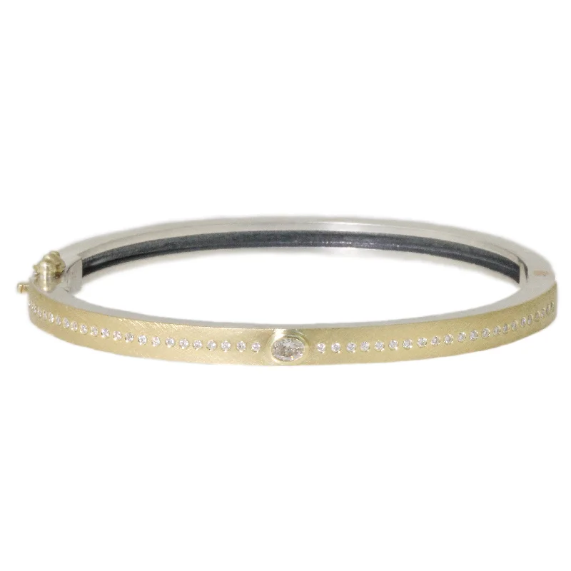 elegant bangles for women -Junia Oval Diamond 4mm Yellow Gold Bracelet