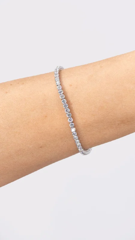 leather bracelets for women -5.00ct F+ VS+ Lab Diamond Tennis Bracelet 14k White Gold