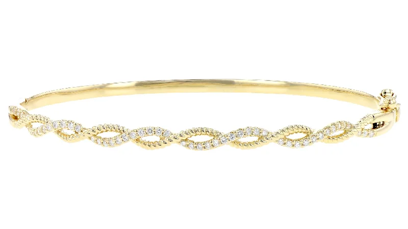 engraved bracelets for women -Twisted Diamond Bangle