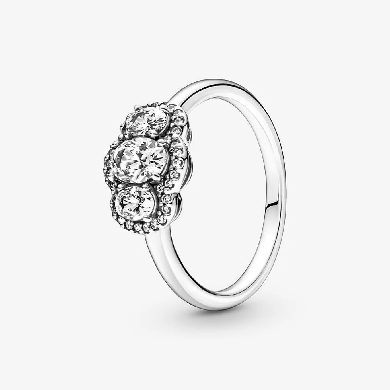 bridal rings for women -Three Stone Vintage Ring | Silver