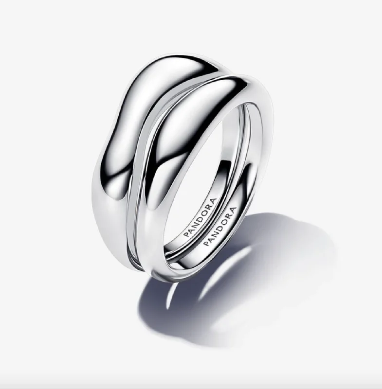 fashionable silver rings for women -Organically Shaped Stacking Rings