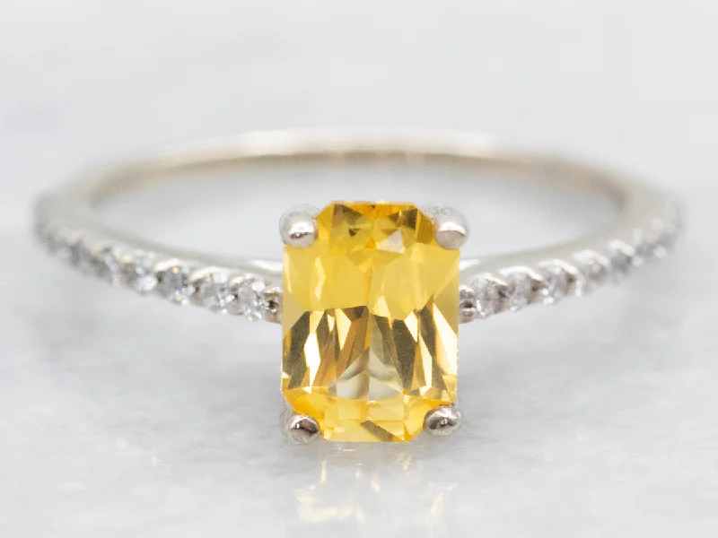 designer engagement rings -Modern Yellow Sapphire and Diamond Engagement Ring