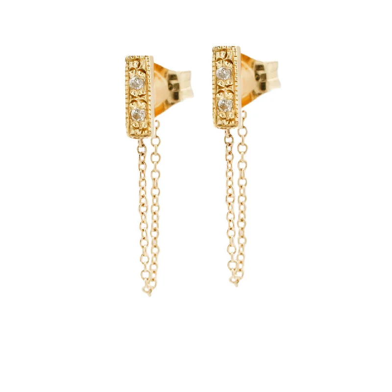 cute earrings for women -Baby Bar Chain Earrings