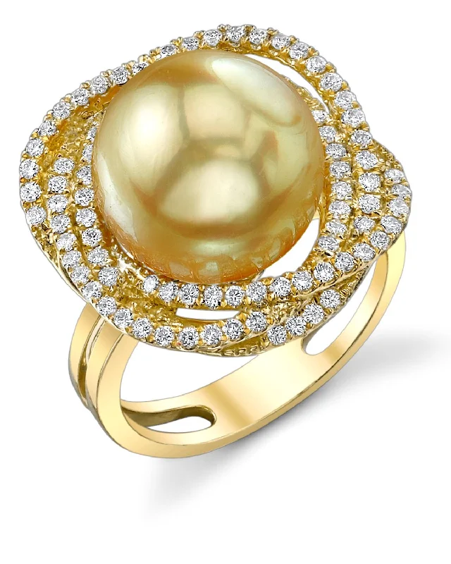 custom rings for women -Golden South Sea Pearl & Diamond Orion Cocktail Ring