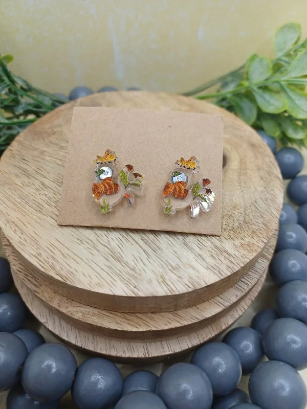 trendy crystal earrings for women -Acrylic Rooster Earrings