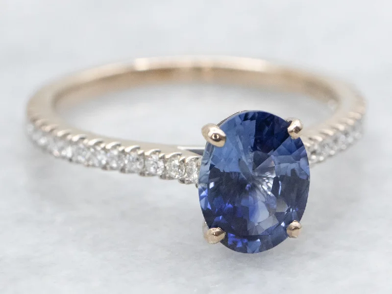 luxury gemstone engagement rings -White Gold Sapphire and Diamond Engagement Ring