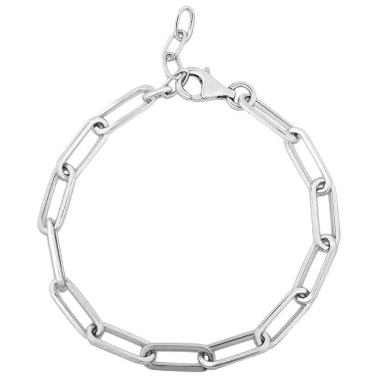 crystal bangles for women -Sterling Silver Link Paperclip Bracelet