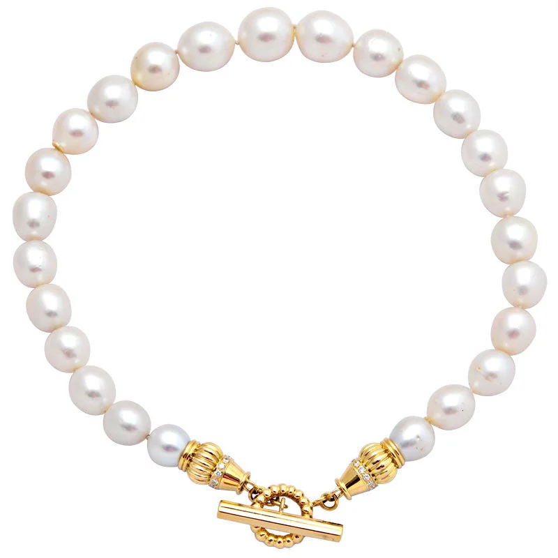 chunky necklaces for women -Toggle Necklace - South Sea Pearl and Diamond