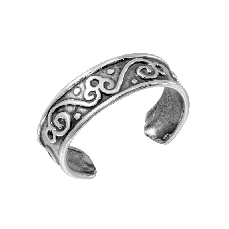 bridal rings for women -925 Sterling Silver Calligraphy Curve Design Toe Ring - TR176-A