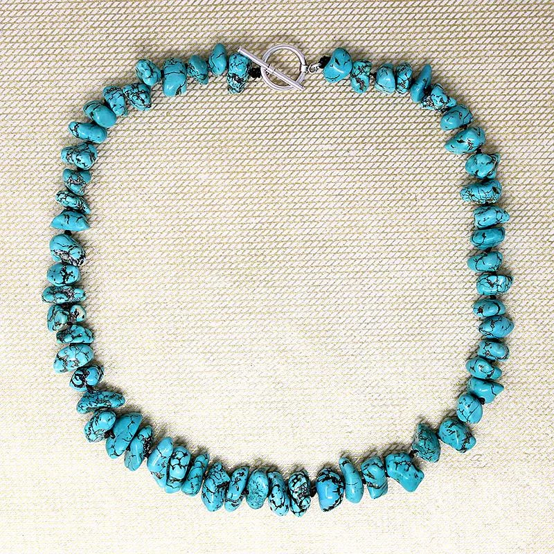 classic diamond necklaces for women -Graduated Turquoise Nugget Bead Necklace