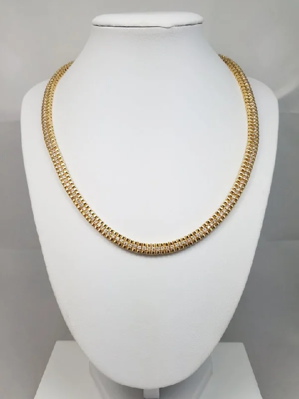 elegant gold necklaces for women -Luxurious 18.5" 14k Yellow Gold Natural Diamond Fancy Link Necklace