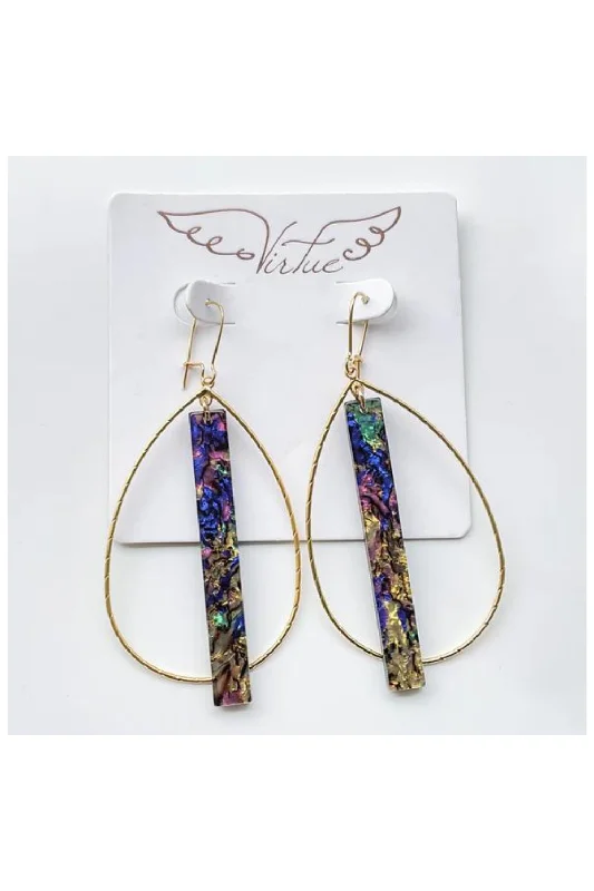 elegant earrings for women -TEARDROP HOOP | MARDI GRAS GALAXY