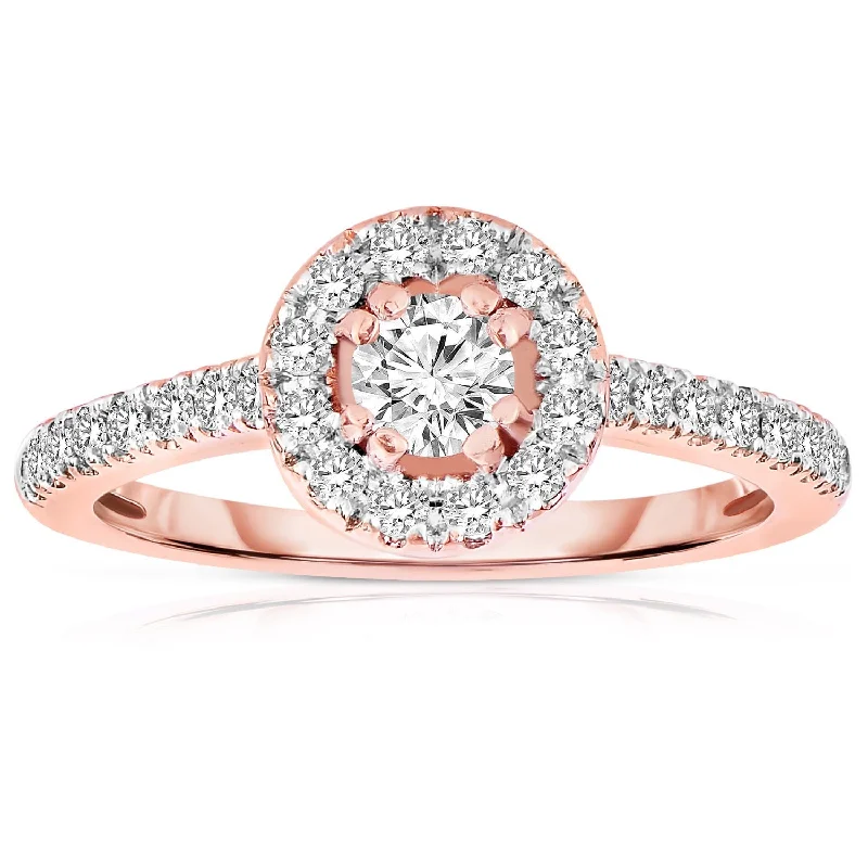 silver engagement rings -1.50 Carat Round Cut Moissanite Diamond Engagement Ring in Halo Art Deco In 10k Rose gold