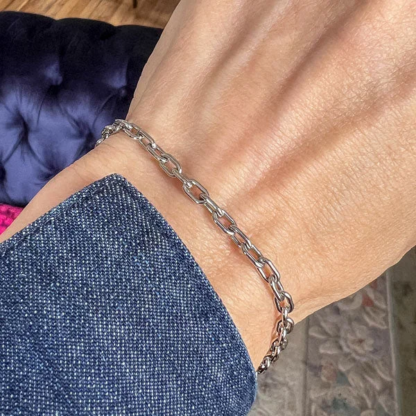 personalized bracelets for women -Vintage Platinum Chain Bracelet