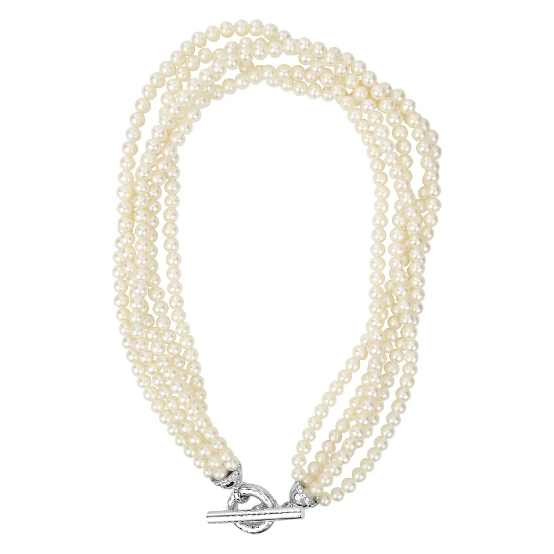 elegant gold necklaces for women -Toggle Necklace - Fresh Water Pearl And Diamond