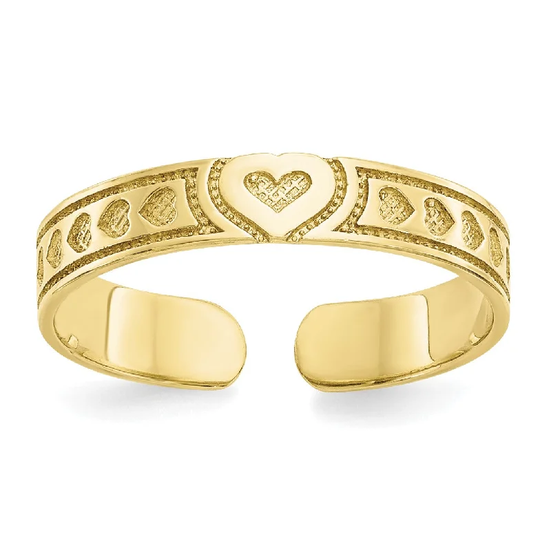 bold fashion rings for women -10KT Yellow Gold Heart Toe Ring