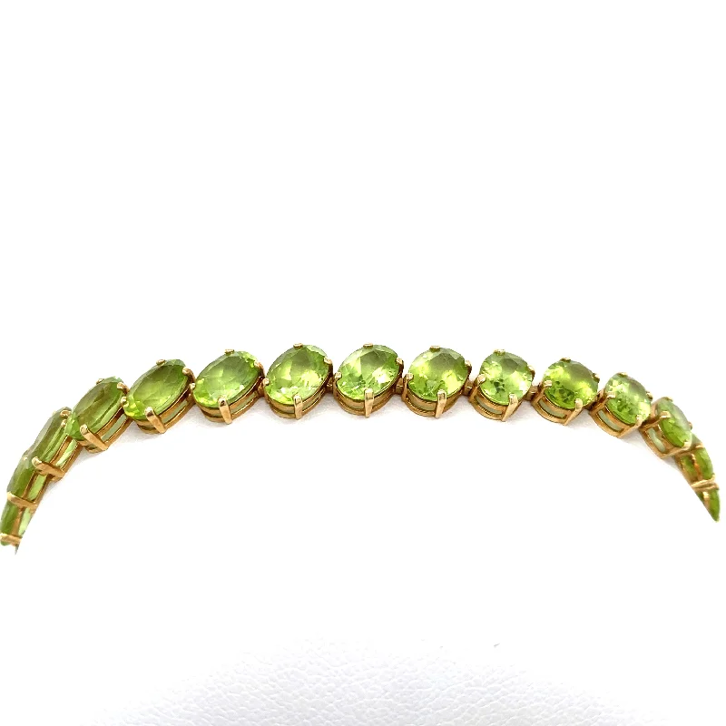 simple bangles for women -14k Oval Peridot Bracelet