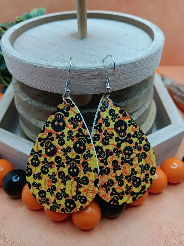 handmade gemstone earrings -Orange Ombre Skeleton Earrings