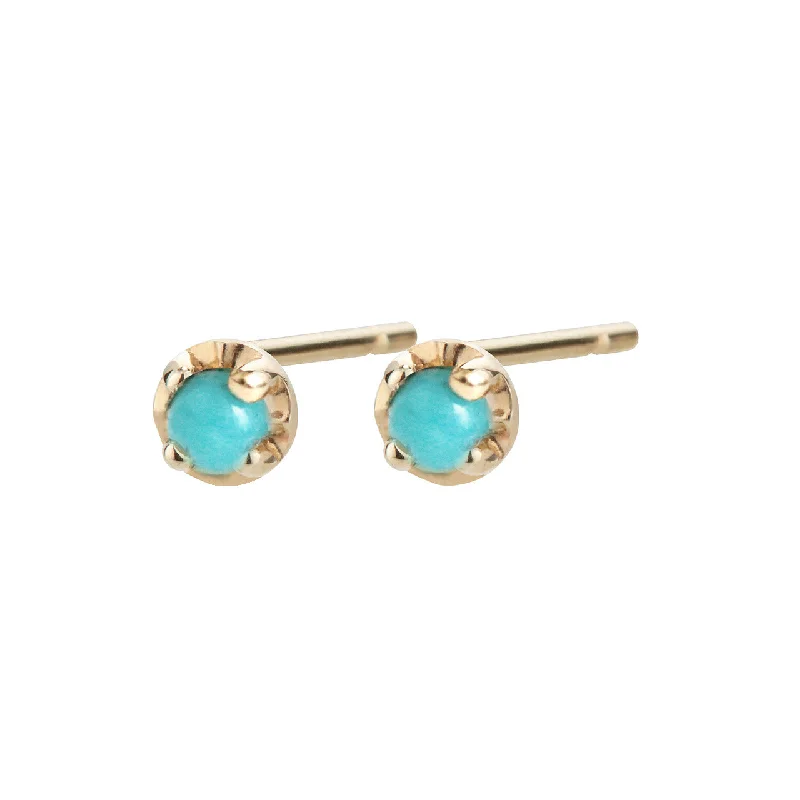 bohemian earrings for women -Medium prong studs, turquoise