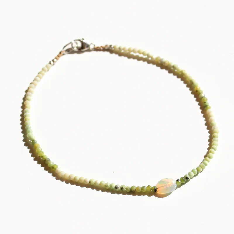 stylish bracelets for women -Green Opal + Opal Bracelet No.32